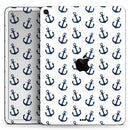 White and Navy Micro Anchors - Full Body Skin Decal for the Apple iPad Pro 12.9", 11", 10.5", 9.7", Air or Mini (All Models Available)