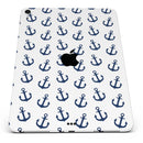 White and Navy Micro Anchors - Full Body Skin Decal for the Apple iPad Pro 12.9", 11", 10.5", 9.7", Air or Mini (All Models Available)