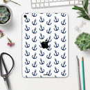 White and Navy Micro Anchors - Full Body Skin Decal for the Apple iPad Pro 12.9", 11", 10.5", 9.7", Air or Mini (All Models Available)