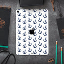 White and Navy Micro Anchors - Full Body Skin Decal for the Apple iPad Pro 12.9", 11", 10.5", 9.7", Air or Mini (All Models Available)