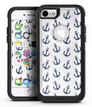 White and Navy Micro Anchors - iPhone 7 or 7 Plus Commuter Case Skin Kit