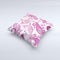 White and Pink Birds with Floral Pattern Ink-Fuzed Decorative Throw Pillow