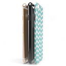 White and Teal Chevron Stripes iPhone 6/6s or 6/6s Plus 2-Piece Hybrid INK-Fuzed Case