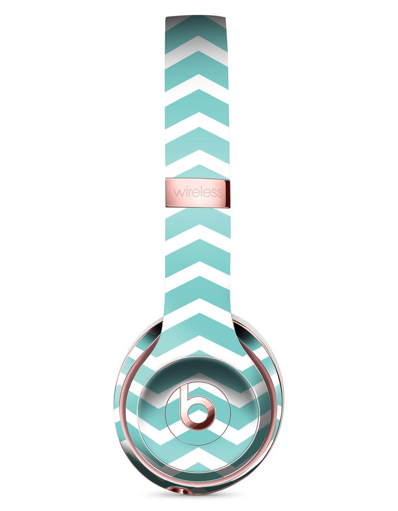 White and Teal Chevron Stripes Full-Body Skin Kit for the Beats by Dre Solo 3 Wireless Headphones