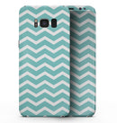 White and Teal Chevron Stripes - Samsung Galaxy S8 Full-Body Skin Kit