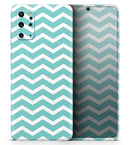 White and Teal Chevron Stripes - Skin-Kit for the Samsung Galaxy S-Series S20, S20 Plus, S20 Ultra , S10 & others (All Galaxy Devices Available)
