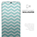 White and Teal Chevron Stripes - Skin-Kit for the Samsung Galaxy S-Series S20, S20 Plus, S20 Ultra , S10 & others (All Galaxy Devices Available)