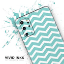 White and Teal Chevron Stripes - Skin-Kit for the Samsung Galaxy S-Series S20, S20 Plus, S20 Ultra , S10 & others (All Galaxy Devices Available)