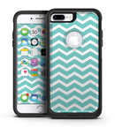 White and Teal Chevron Stripes - iPhone 7 or 7 Plus Commuter Case Skin Kit