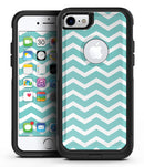 White and Teal Chevron Stripes - iPhone 7 or 7 Plus Commuter Case Skin Kit