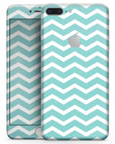 White and Teal Chevron Stripes - Skin-kit for the iPhone 8 or 8 Plus