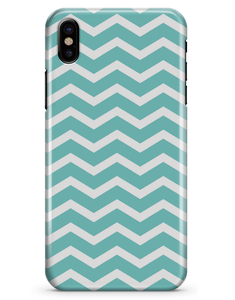 White and Teal Chevron Stripes - iPhone X Clipit Case
