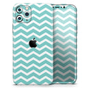 White and Teal Chevron Stripes - Protective Skin Wrap & Decal – Compatible with iPhone SE to iPhone 17 Pro Max (All Models)