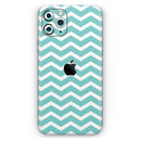 White and Teal Chevron Stripes - Protective Skin Wrap & Decal – Compatible with iPhone SE to iPhone 17 Pro Max (All Models)
