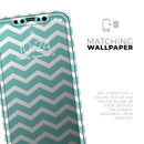 White and Teal Chevron Stripes - Protective Skin Wrap & Decal – Compatible with iPhone SE to iPhone 17 Pro Max (All Models)