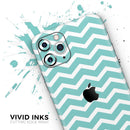 White and Teal Chevron Stripes - Protective Skin Wrap & Decal – Compatible with iPhone SE to iPhone 17 Pro Max (All Models)