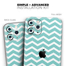 White and Teal Chevron Stripes - Protective Skin Wrap & Decal – Compatible with iPhone SE to iPhone 17 Pro Max (All Models)