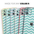 White and Teal Chevron Stripes - Protective Skin Wrap & Decal – Compatible with iPhone SE to iPhone 17 Pro Max (All Models)