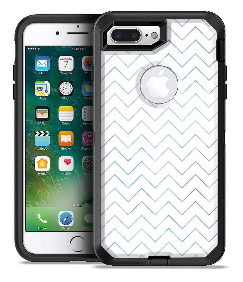 White and Thin Blue Chevron Pattern - iPhone 7 Plus/8 Plus OtterBox Case & Skin Kits