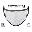 White and Thin Blue Chevron Pattern - Made in USA Mouth Cover Unisex Anti-Dust Cotton Blend Reusable & Washable Face Mask with Adjustable Sizing for Adult or Child
