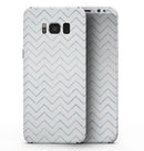 White and Thin Blue Chevron Pattern - Samsung Galaxy S8 Full-Body Skin Kit