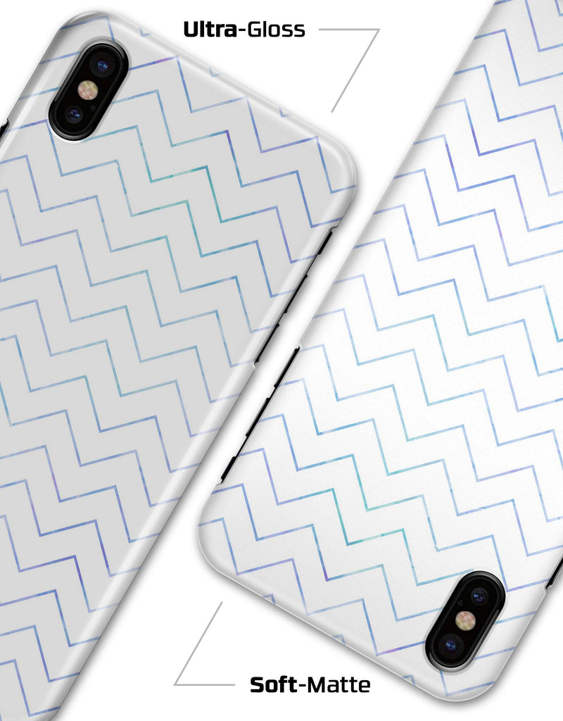 White and Thin Blue Chevron Pattern - iPhone X Clipit Case