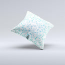 White with Blue Green Floral Thin Laced Ink-Fuzed Decorative Throw Pillow