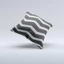 Wide Black and Light Gray Chevron Pattern V3 Ink-Fuzed Decorative Throw Pillow
