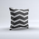 Wide Black and Light Gray Chevron Pattern V3 Ink-Fuzed Decorative Throw Pillow