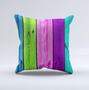 Wide Neon Wood Planks Ink-Fuzed Decorative Throw Pillow