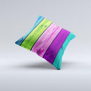 Wide Neon Wood Planks Ink-Fuzed Decorative Throw Pillow