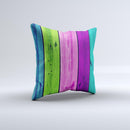 Wide Neon Wood Planks Ink-Fuzed Decorative Throw Pillow