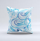 Wild Blue Swirly Vector Water Pattern ink-Fuzed Decorative Throw Pillow