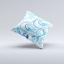 Wild Blue Swirly Vector Water Pattern ink-Fuzed Decorative Throw Pillow