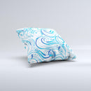 Wild Blue Swirly Vector Water Pattern ink-Fuzed Decorative Throw Pillow