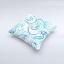 Wild Blue Swirly Vector Water Pattern ink-Fuzed Decorative Throw Pillow