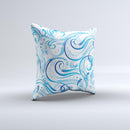 Wild Blue Swirly Vector Water Pattern ink-Fuzed Decorative Throw Pillow