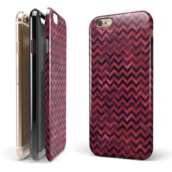 Wine Basic Watercolor Chevron Pattern iPhone 6/6s or 6/6s Plus 2-Piece Hybrid INK-Fuzed Case