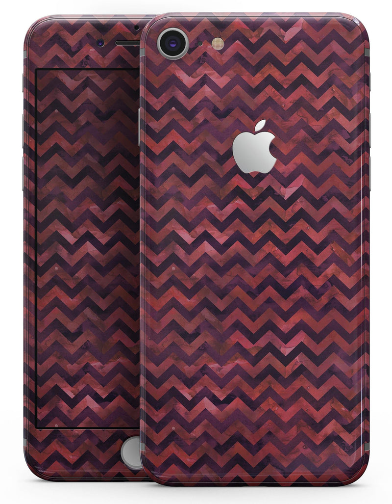 Wine Basic Watercolor Chevron Pattern - Skin-kit for the iPhone 8 or 8 Plus