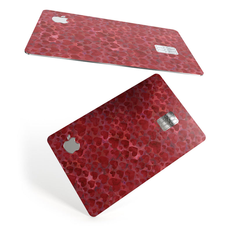 Wine Watercolor Hearts - Premium Protective Decal Skin-Kit for the Apple Credit Card