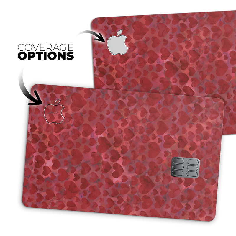 Wine Watercolor Hearts - Premium Protective Decal Skin-Kit for the Apple Credit Card