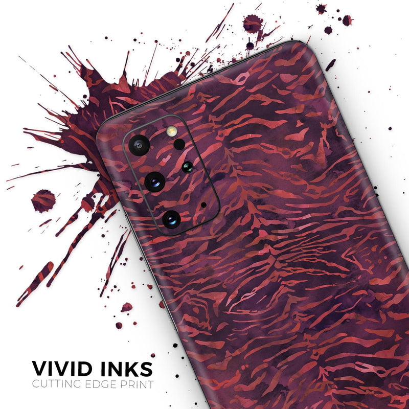 Wine Watercolor Tiger Pattern - Skin-Kit for the Samsung Galaxy S-Series S20, S20 Plus, S20 Ultra , S10 & others (All Galaxy Devices Available)