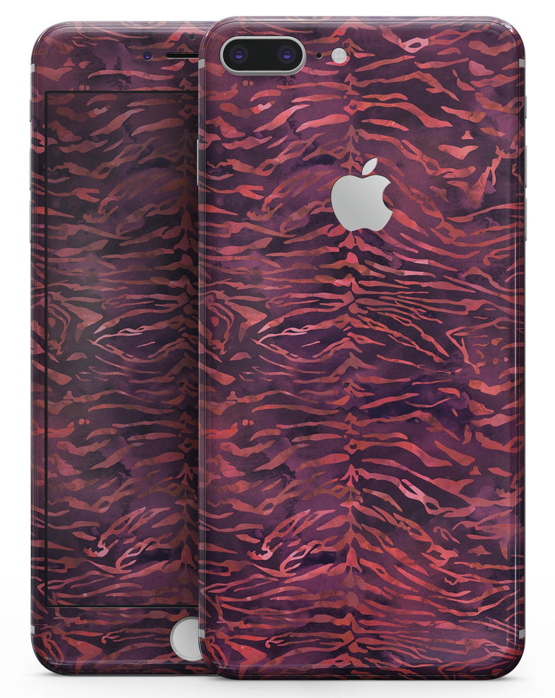 Wine Watercolor Tiger Pattern - Skin-kit for the iPhone 8 or 8 Plus