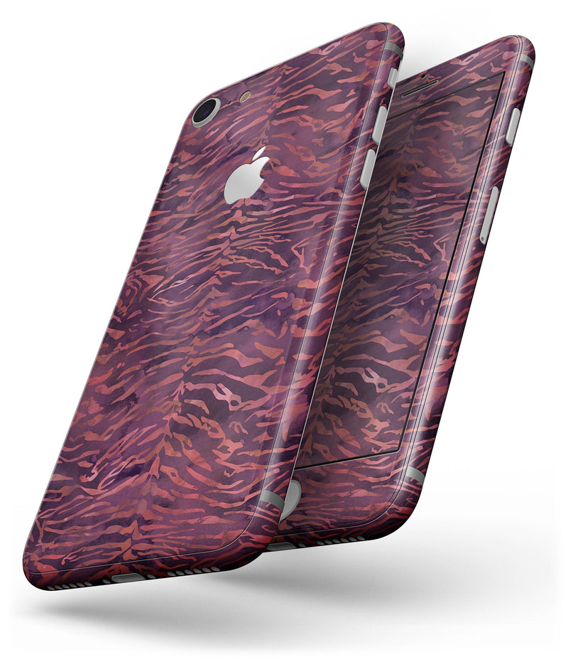 Wine Watercolor Tiger Pattern - Skin-kit for the iPhone 8 or 8 Plus