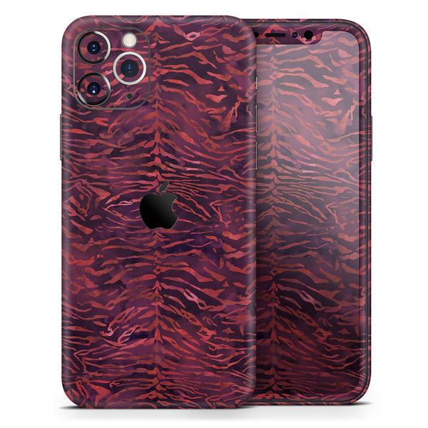 Wine Watercolor Tiger Pattern - Protective Skin Wrap & Decal – Compatible with iPhone SE to iPhone 17 Pro Max (All Models)