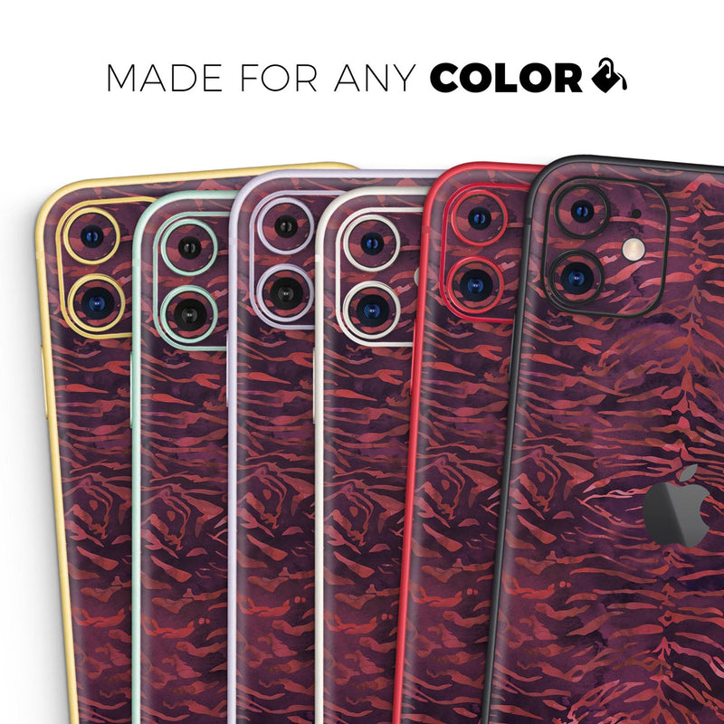 Wine Watercolor Tiger Pattern // Skin-Kit compatible with the Apple iPhone 14, 13, 12, 12 Pro Max, 12 Mini, 11 Pro, SE, X/XS + (All iPhones Available)