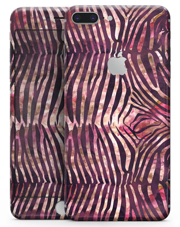 Wine Watercolor Zebra Pattern - Skin-kit for the iPhone 8 or 8 Plus