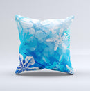 Winter Abstract Blue Ink-Fuzed Decorative Throw Pillow