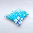 Winter Abstract Blue Ink-Fuzed Decorative Throw Pillow