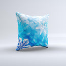 Winter Abstract Blue Ink-Fuzed Decorative Throw Pillow
